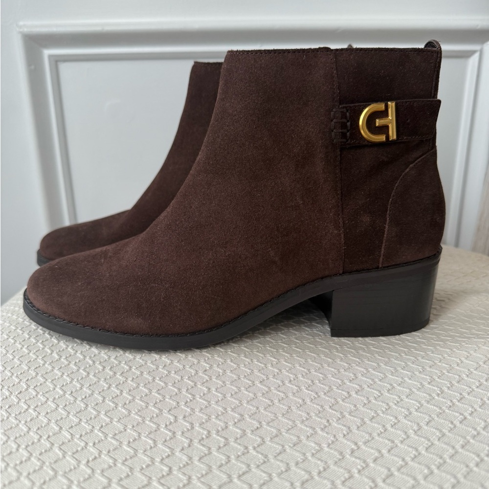 New Cole Haan Women’s  Leather Brown Ankle Boots Size 8B - Picture 5 of 7